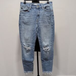 KanCan Faded Blue Ripped Ankle Jeans